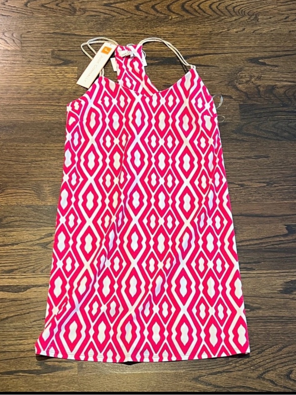Jude Connally Pink and White Geometric Tank Dress